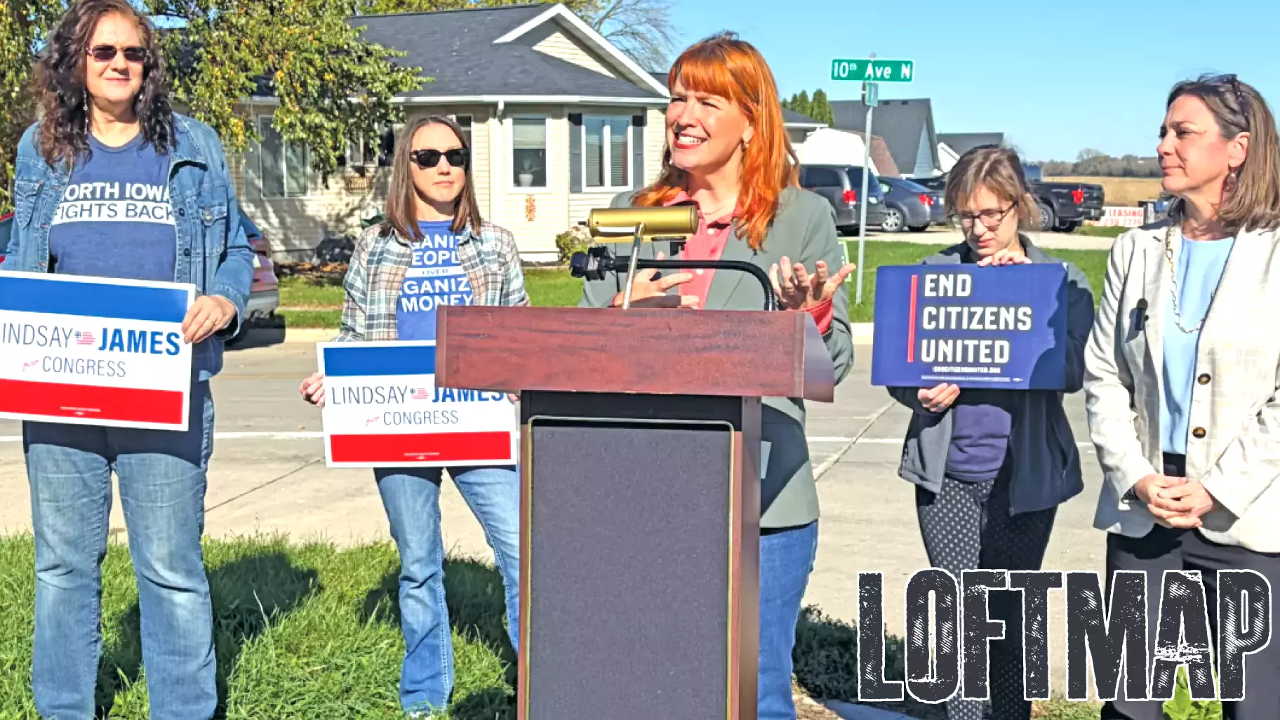Lindsay James holds press conference outside Joe Mitchell real estate development